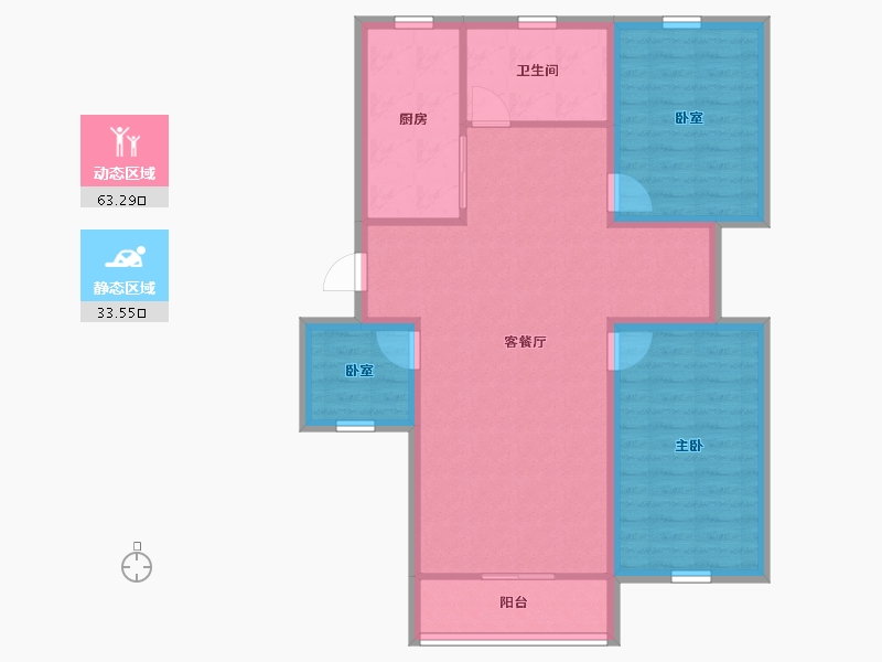 黑龙江省-鹤岗市-荔园小区（南山）-87.22-户型库-动静分区