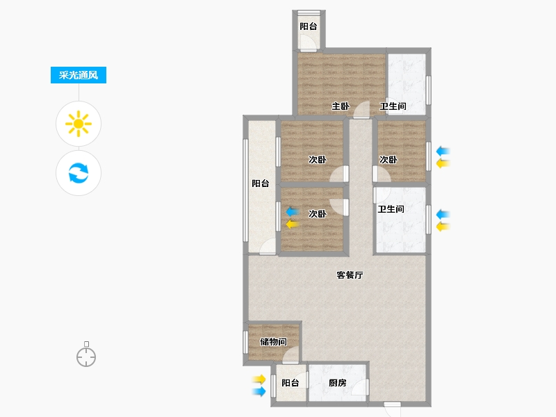 黑龙江省-鹤岗市-蓝漪花园-125.53-户型库-采光通风