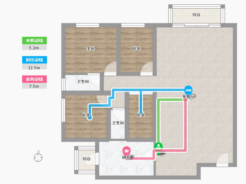 黑龙江省-鹤岗市-澳城花园(北区)-93.56-户型库-动静线