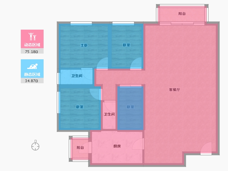 黑龙江省-鹤岗市-澳城花园(北区)-93.56-户型库-动静分区