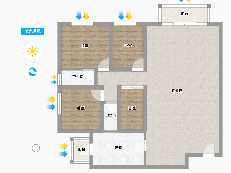 黑龙江省-鹤岗市-澳城花园(北区)-93.56-户型库-采光通风