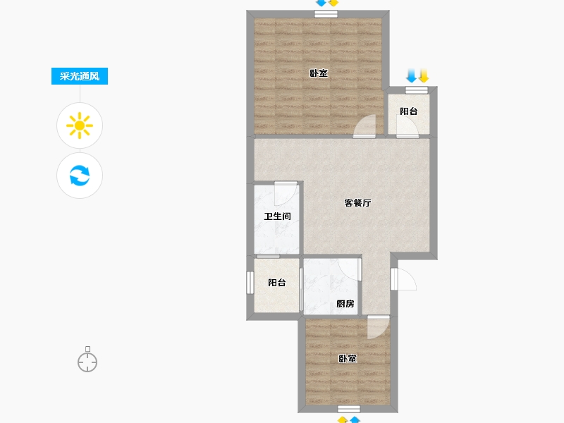 广东省-深圳市-福景花园-63.09-户型库-采光通风