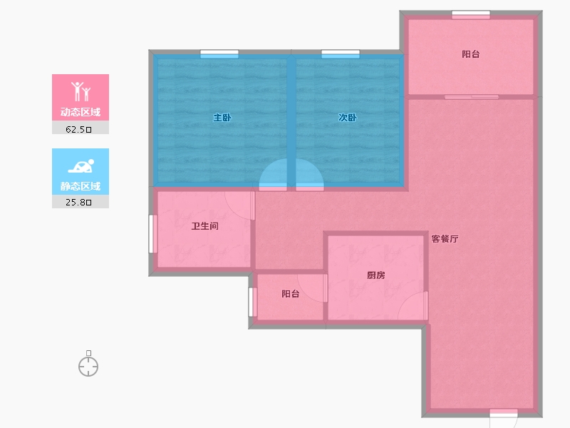 黑龙江省-鹤岗市-半山海景兰溪谷(二期)-79.04-户型库-动静分区