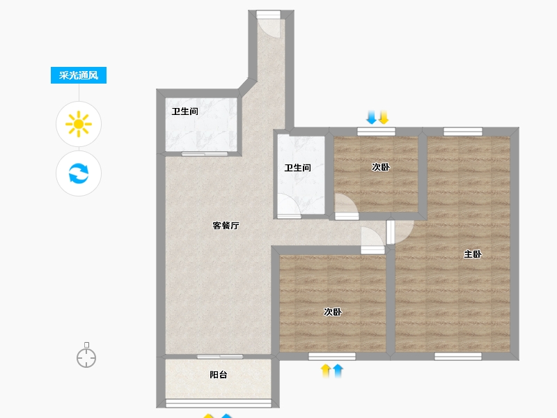 广东省-深圳市-汇龙湾花园-70.40-户型库-采光通风