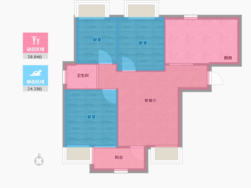 广东省-深圳市-深业泰然观澜玫瑰苑-57.05-户型库-动静分区