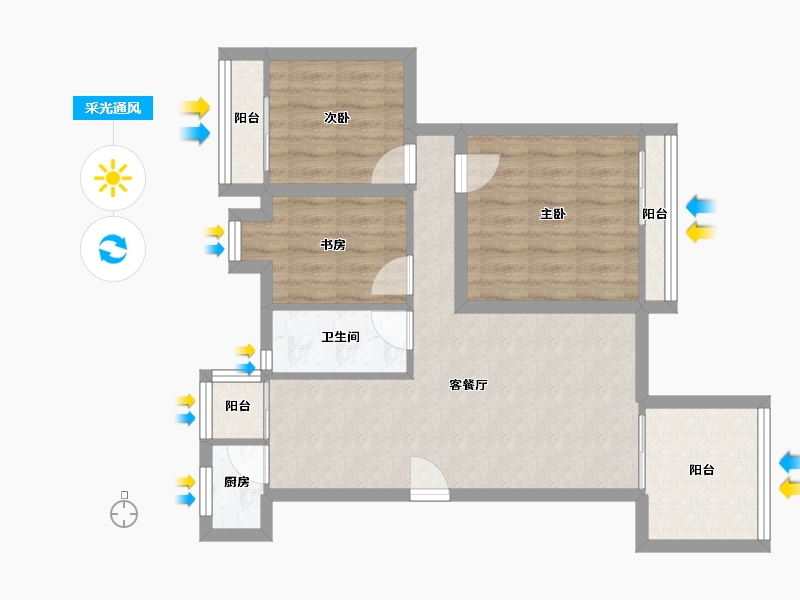 广东省-深圳市-香林玫瑰花园-67.84-户型库-采光通风