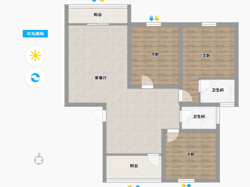 广东省-深圳市-世纪春城二期-94.29-户型库-采光通风