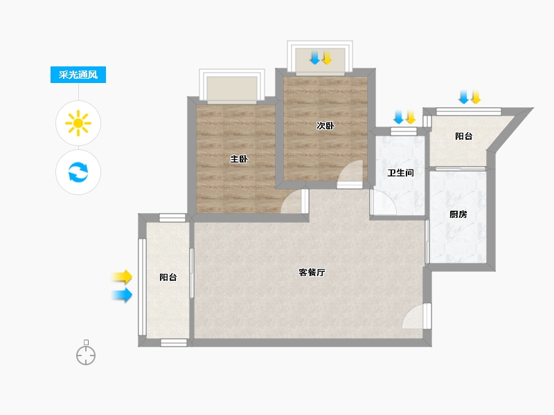 广东省-深圳市-汇龙湾花园-61.55-户型库-采光通风