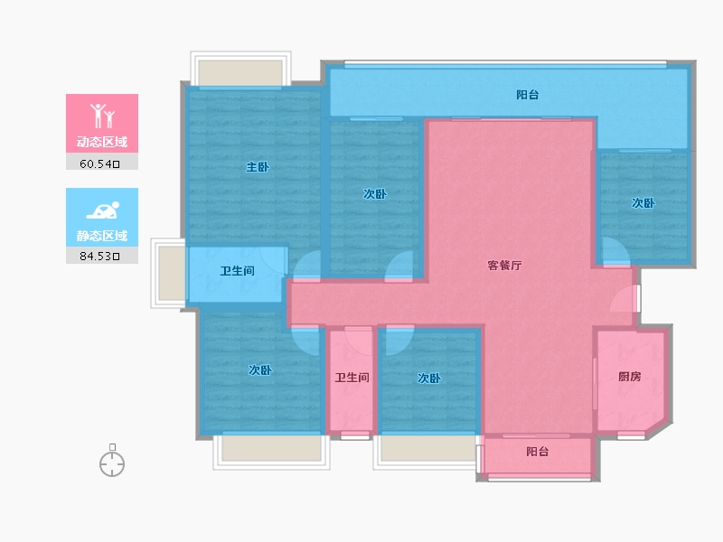 黑龙江省-鹤岗市-绿海湾-130.35-户型库-动静分区