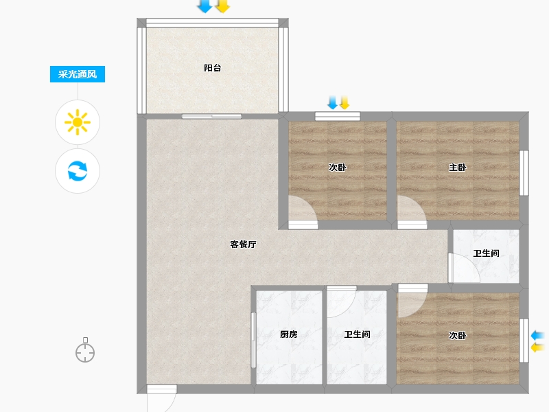 黑龙江省-鹤岗市-澳城花园(北区)-75.00-户型库-采光通风