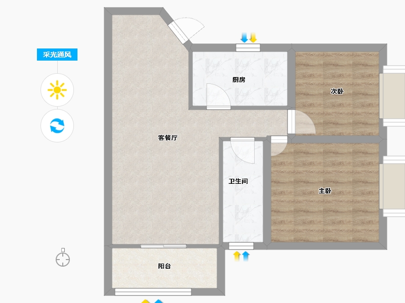 广东省-深圳市-金海燕花园-59.43-户型库-采光通风