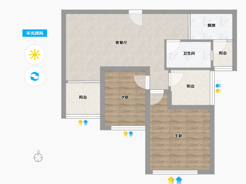 黑龙江省-鹤岗市-深物业前海港湾花园-61.41-户型库-采光通风