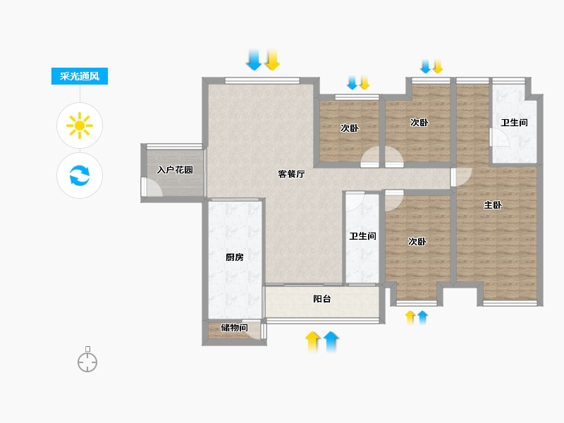 黑龙江省-鹤岗市-宝能太古城北区-125.84-户型库-采光通风