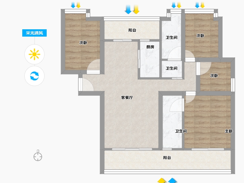 黑龙江省-鹤岗市-绿海湾-69.21-户型库-采光通风