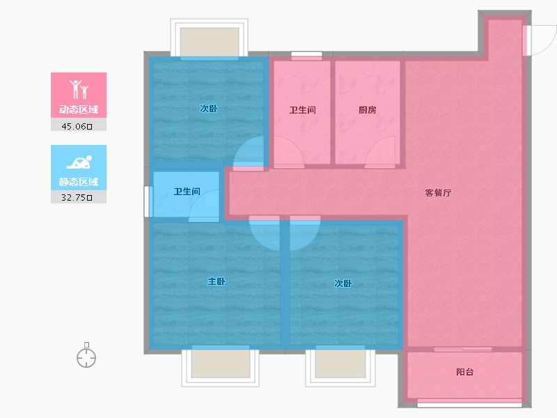 黑龙江省-鹤岗市-龙电花园(B区)-68.59-户型库-动静分区