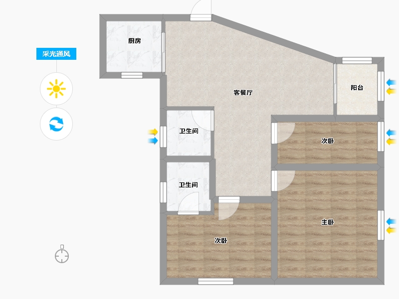 黑龙江省-鹤岗市-华府假日-71.32-户型库-采光通风