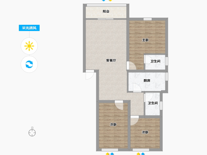 广东省-深圳市-绿茵华庭-76.23-户型库-采光通风