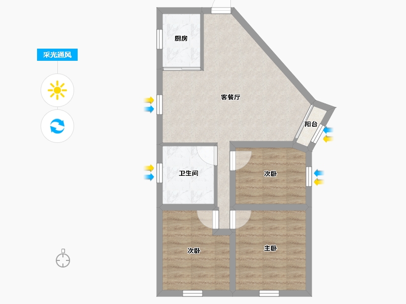 黑龙江省-鹤岗市-华府假日-57.37-户型库-采光通风