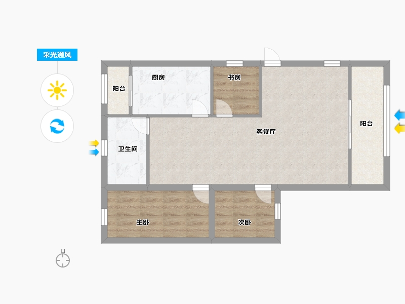 广东省-深圳市-绿茵华庭-67.00-户型库-采光通风