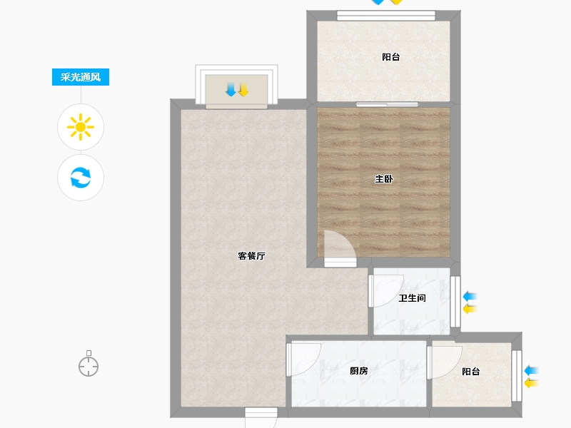 黑龙江省-鹤岗市-半山海景兰溪谷(二期)-53.89-户型库-采光通风