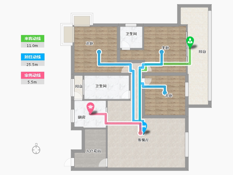 黑龙江省-鹤岗市-半山海景兰溪谷(二期)-106.39-户型库-动静线