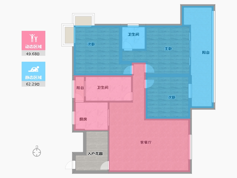 黑龙江省-鹤岗市-半山海景兰溪谷(二期)-106.39-户型库-动静分区