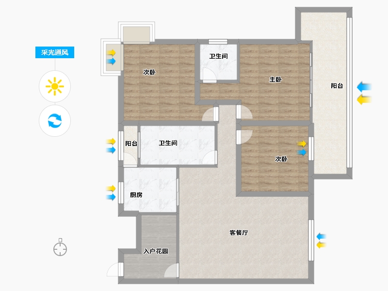 黑龙江省-鹤岗市-半山海景兰溪谷(二期)-106.39-户型库-采光通风