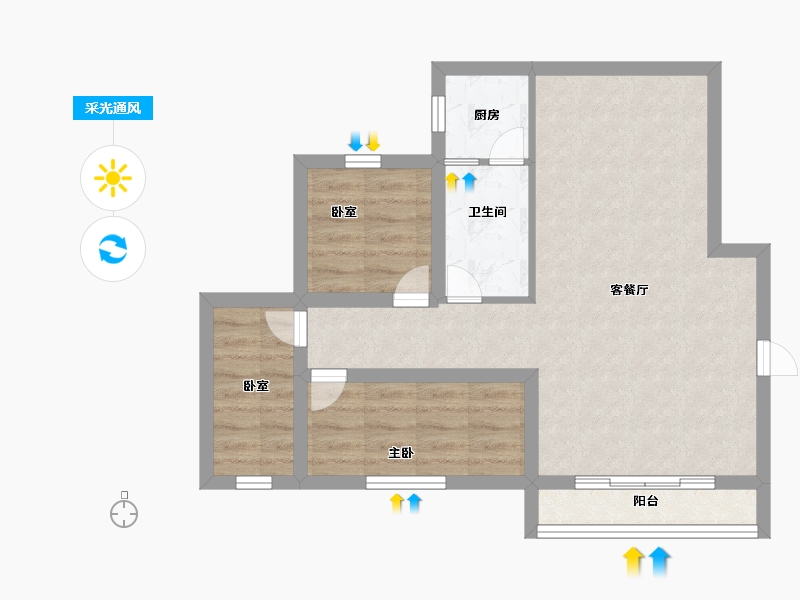 黑龙江省-鹤岗市-招北小区-59.19-户型库-采光通风