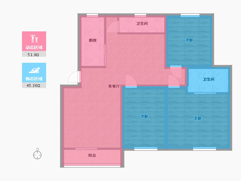 广东省-深圳市-龙华新华苑二期-86.83-户型库-动静分区