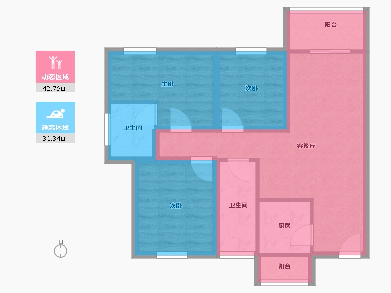 黑龙江省-鹤岗市-宝能太古城北区-64.71-户型库-动静分区