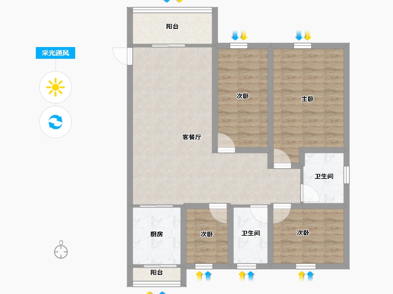 黑龙江省-鹤岗市-招商海琴花园-92.17-户型库-采光通风