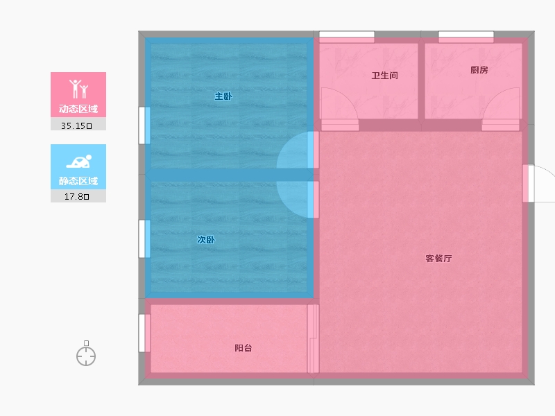 黑龙江省-鹤岗市-龙电花园(A区)-46.49-户型库-动静分区