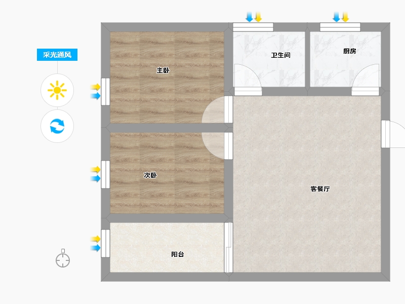 黑龙江省-鹤岗市-龙电花园(A区)-46.49-户型库-采光通风