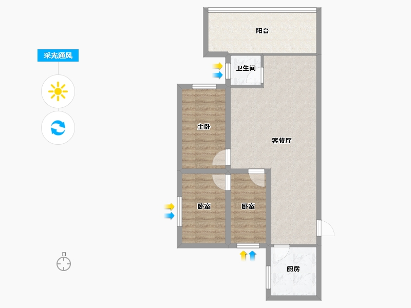 黑龙江省-鹤岗市-南玻花园-71.38-户型库-采光通风