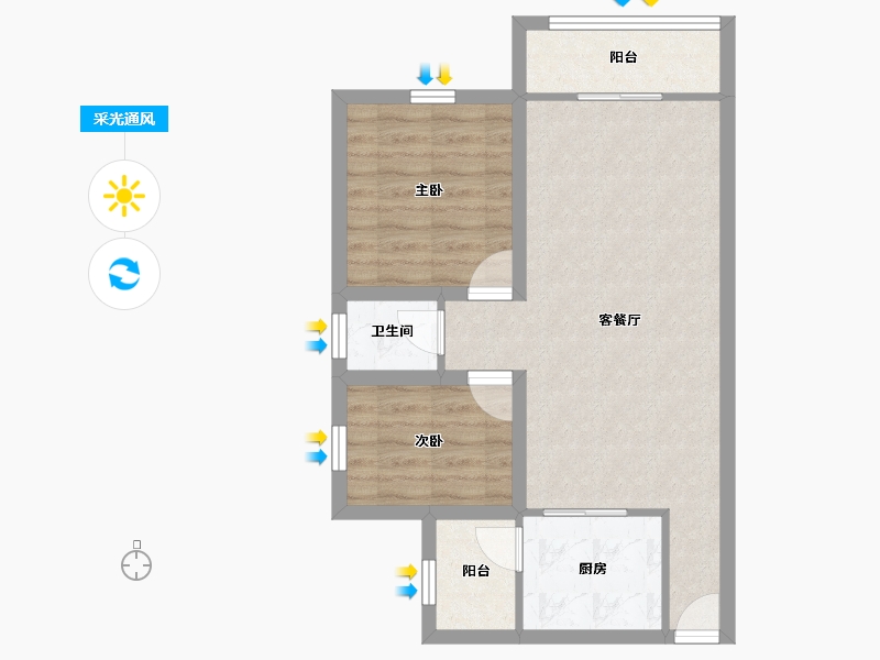 广东省-深圳市-美丽AAA花园-59.88-户型库-采光通风