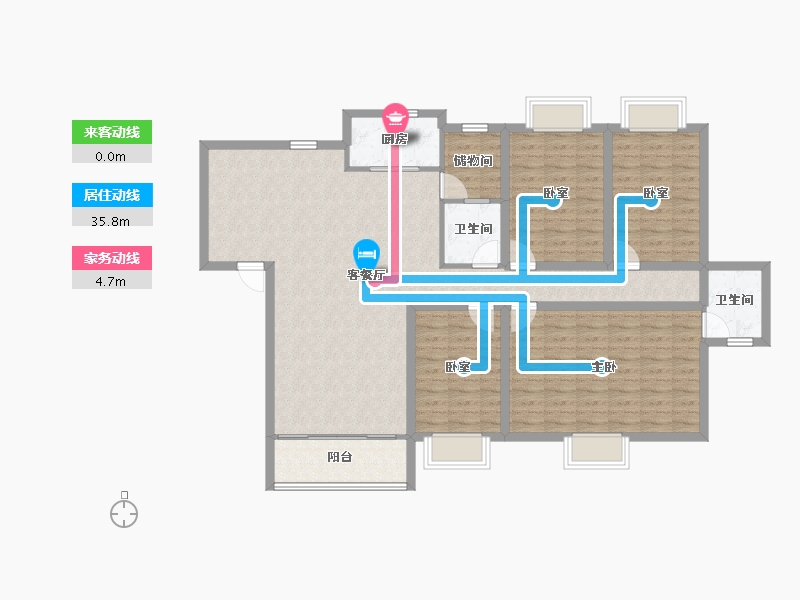 黑龙江省-鹤岗市-招商海琴花园-128.06-户型库-动静线