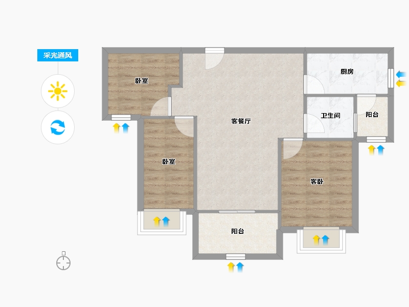 广东省-深圳市-迎侨花园-69.00-户型库-采光通风