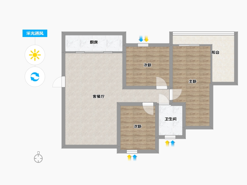 广东省-深圳市-城投七里香榭-79.85-户型库-采光通风