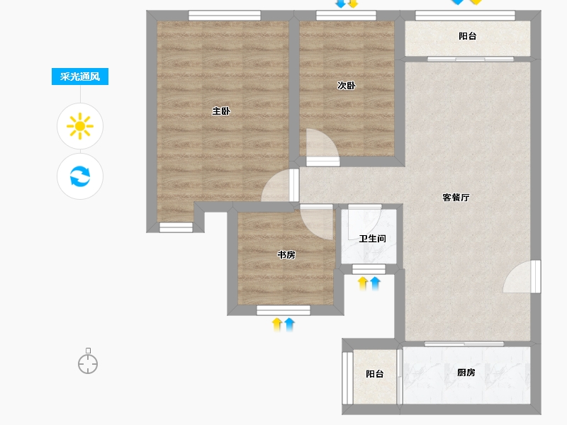 广东省-深圳市-中海锦城-60.90-户型库-采光通风