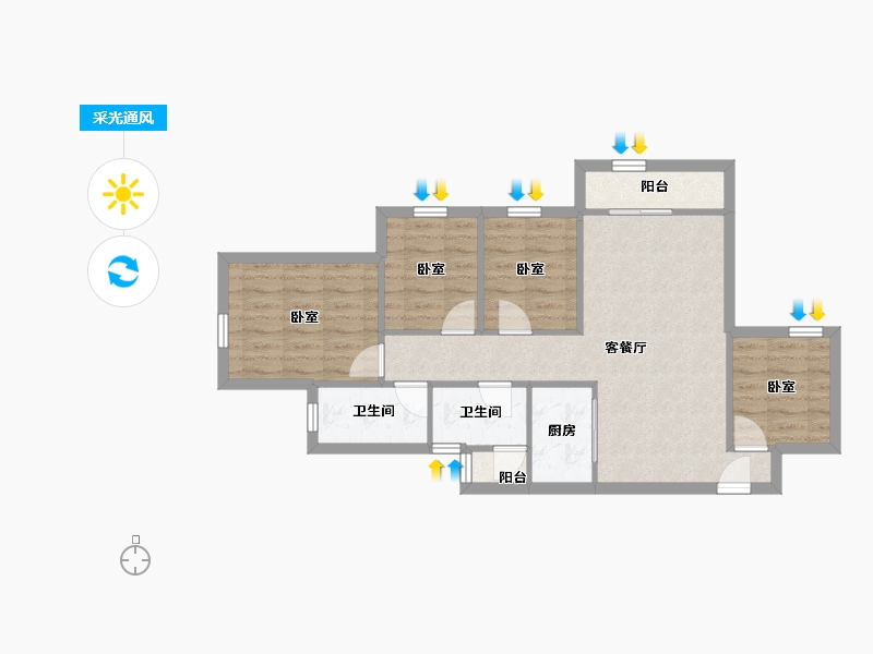 广东省-深圳市-星河银湖谷-69.67-户型库-采光通风