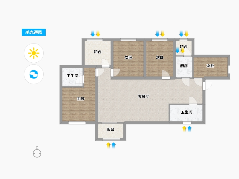 广东省-深圳市-卓越皇后道-100.19-户型库-采光通风