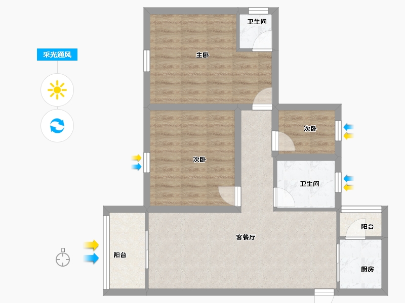 广东省-深圳市-中海怡瑞山居-68.00-户型库-采光通风