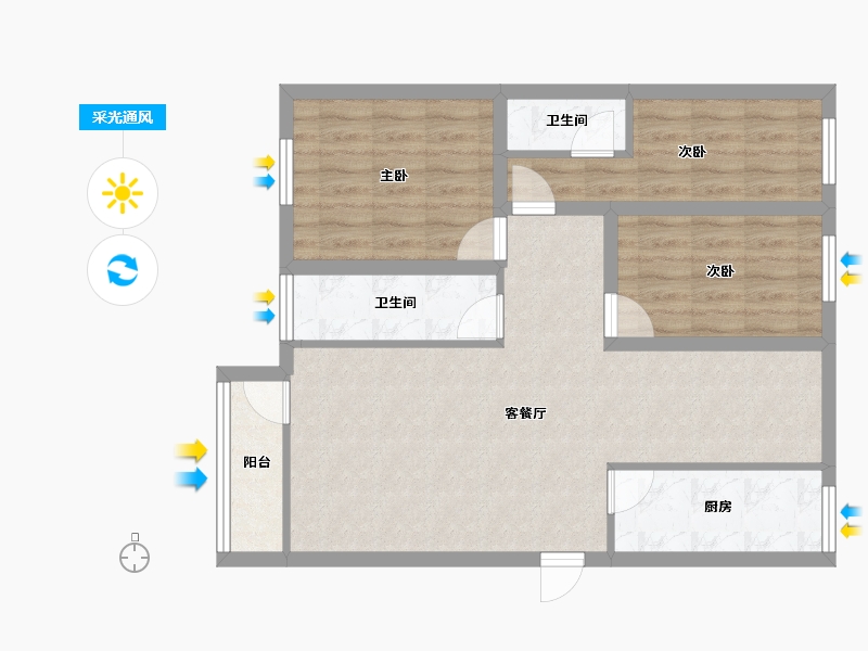 广东省-深圳市-颐安都会中央二期-77.04-户型库-采光通风