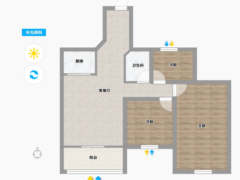 广东省-深圳市-汇龙湾花园-70.33-户型库-采光通风