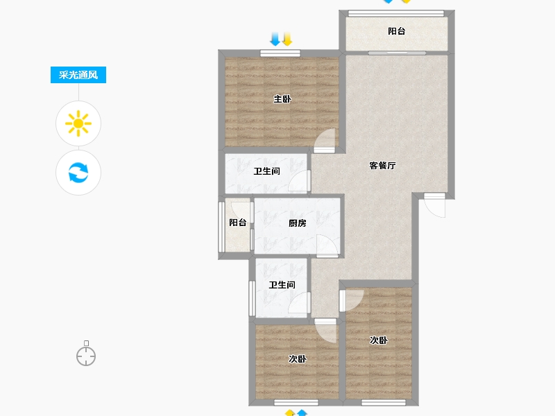 广东省-深圳市-绿茵华庭-87.39-户型库-采光通风