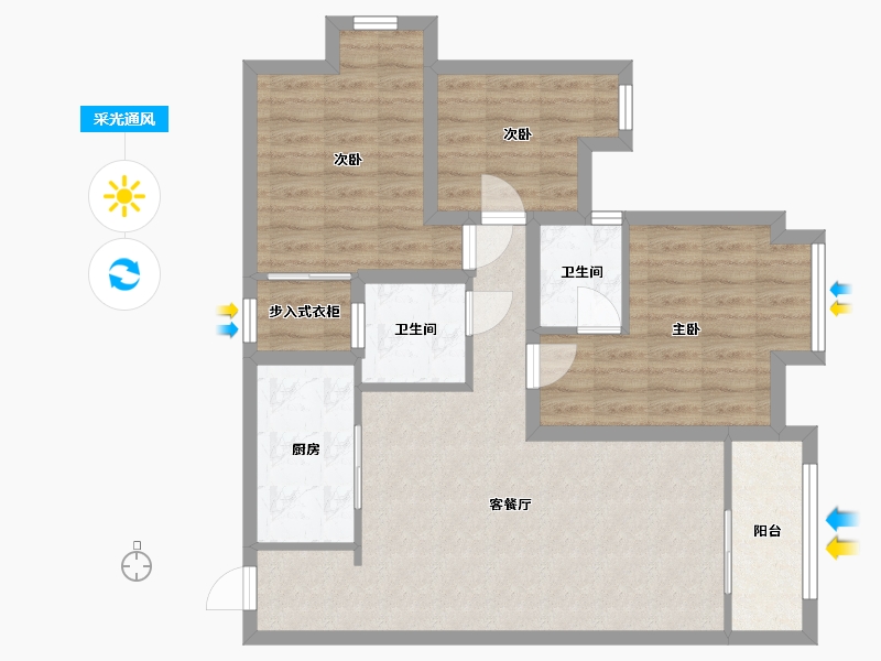 广东省-深圳市-章阁华庭-82.85-户型库-采光通风