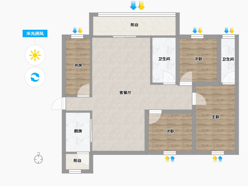 广东省-深圳市-和成世纪名园-80.82-户型库-采光通风