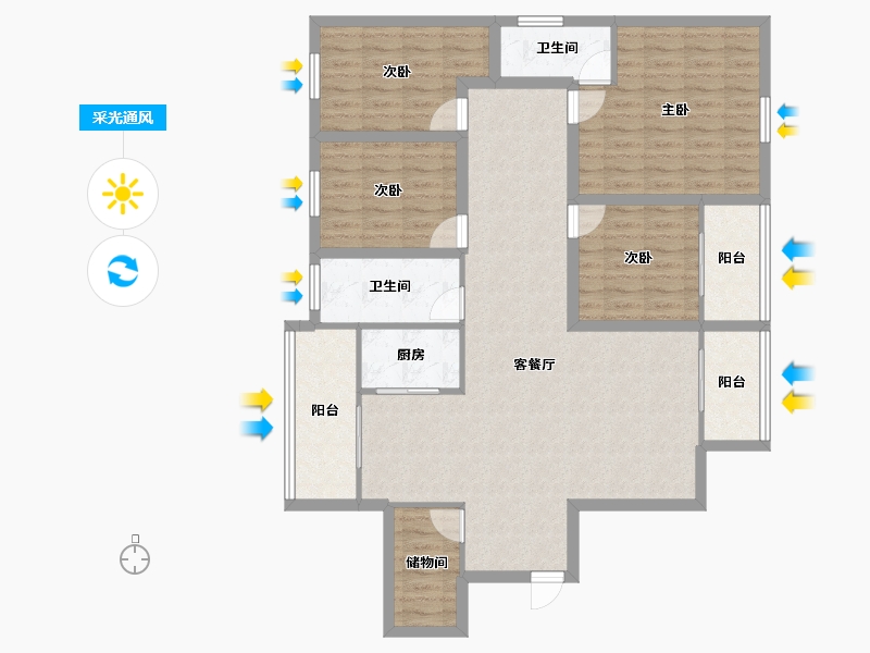 广东省-深圳市-金汐府小区-120.96-户型库-采光通风