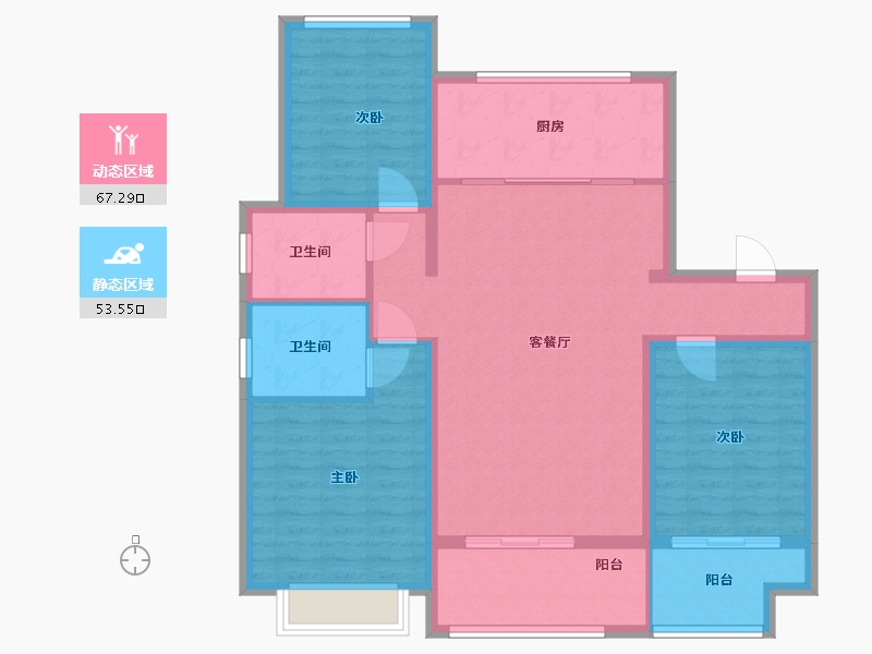 河北省-邯郸市-魏州幸福小区项目部-108.86-户型库-动静分区