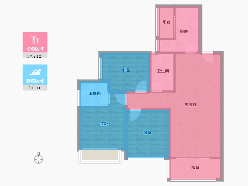 广东省-深圳市-佳华领域广场一期-74.61-户型库-动静分区